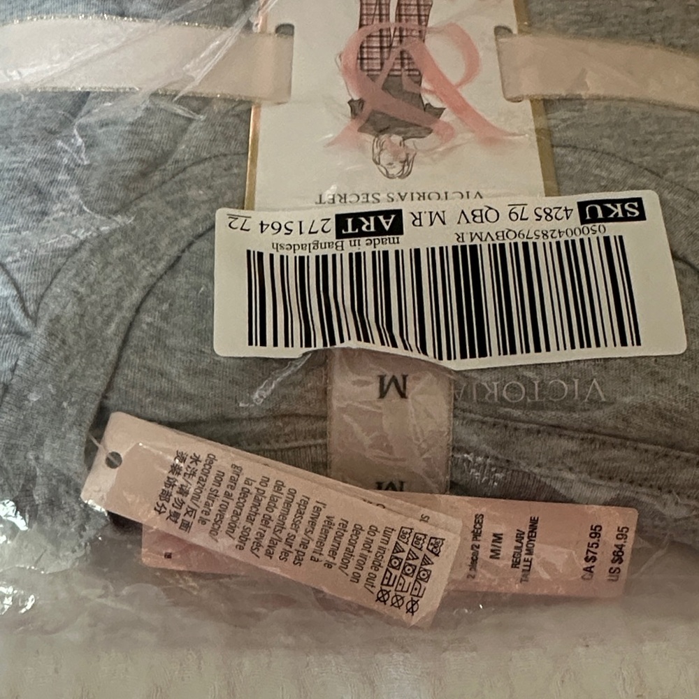 Victoria's Secret Gray and Pink Flannel Pajama Set - Picture 4 of 4